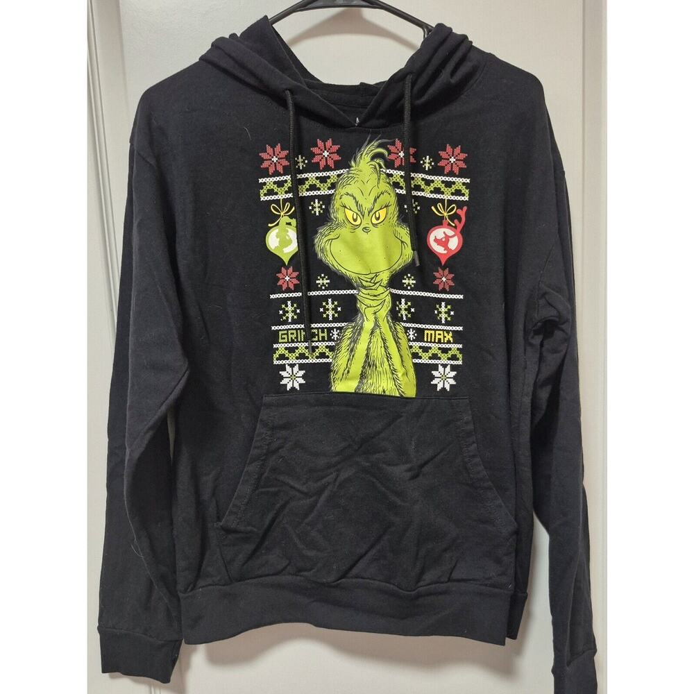 The Grinch Black Hoodie with Kangaroo Pocket Adult Small Cotton Blend